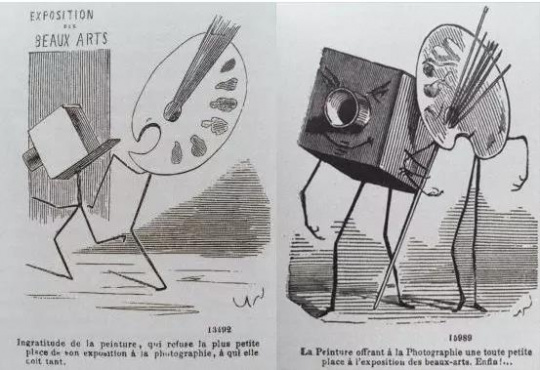 ▲Felix Tournachon漫画作品，1859 （左）   Felix Tournachon漫画作品3，1859（右）